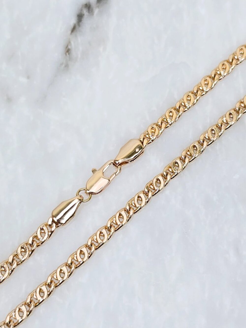 Rose Gold Figaro Chain Necklace – 19.7"" Gold Plated Unisex Jewelry, XPNL0001 - Picture 8 of 11